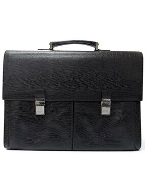 Gucci Vintage Leather Flap Type Business Briefcase Black